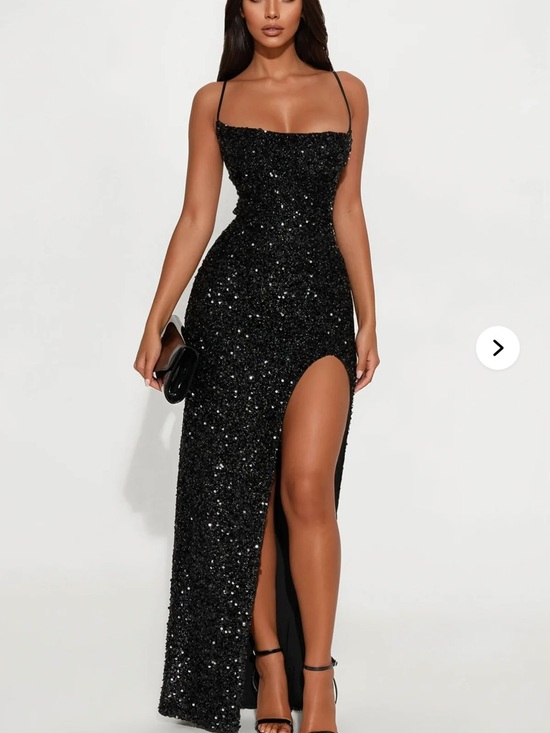 Fashion Nova Dresses & Skirts - NWT Fashion Nova Black Sequin Spaghetti-Strap Evening Gown Size XS